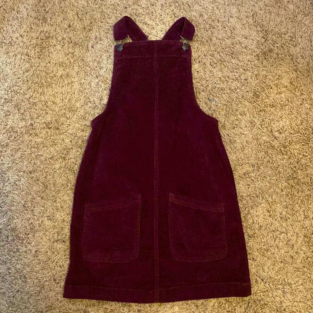 Maroon girls jean dress, adjustable, XL